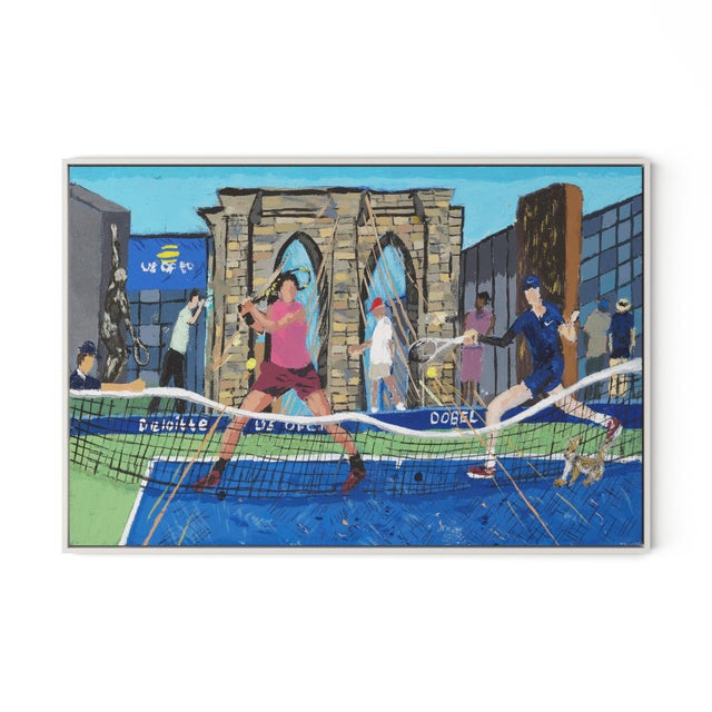 Shaun Ellison Alcaraz and Sinner Conquer New York by Shaun Ellison in Whitewashed Frame, Large Art Print For Sale - Image 4 of 4