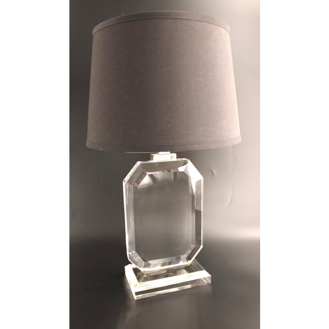 Ralph Lauren Vintage Ralph Lauren Bevelled Edge Glass Table Lamp For Sale - Image 4 of 14
