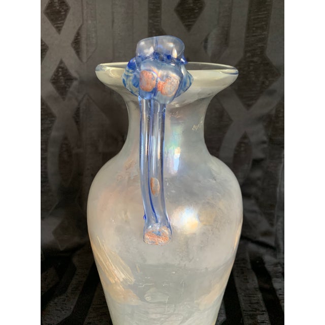 Large Italian Iridescent Scavo Roman Style Amphora Murano Art Glass