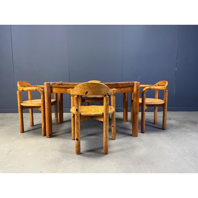 Pine Wood Dining Table and Chairs C.J. Rosengaarden, 1970s, Set of 5 For Sale - Image 11 of 13