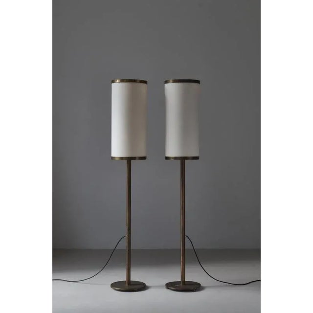 Large Danish Modern Floor Lamps in Patinated Brass by Kay Kørbing, 1960s, Set of 2 For Sale - Image 6 of 18
