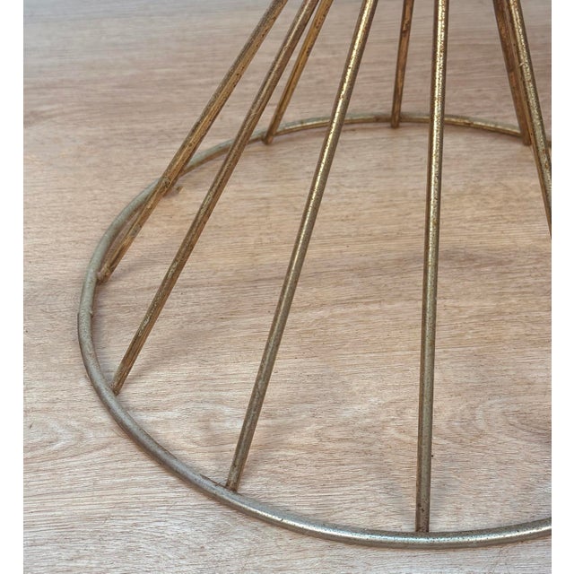 Mid-Century Gold Hour Glass Red Polka Dot Round Vanity Stool For Sale - Image 9 of 10
