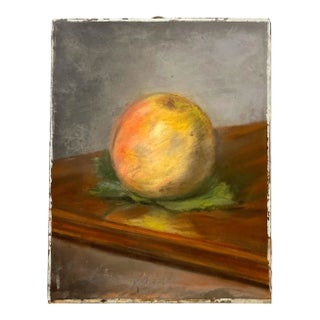 Mona L Hurier Impressionist French Still Life Fruit Peach Pastel on Board For Sale