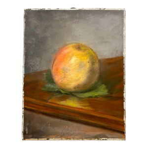 Mona L Hurier Impressionist French Still Life Fruit Peach Pastel on Board