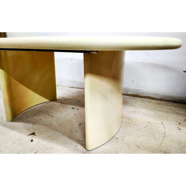 Mid-Century Modern Goatskin Dining Table Karl Springer Style Lacquered 1980s With Leaf For Sale - Image 3 of 12