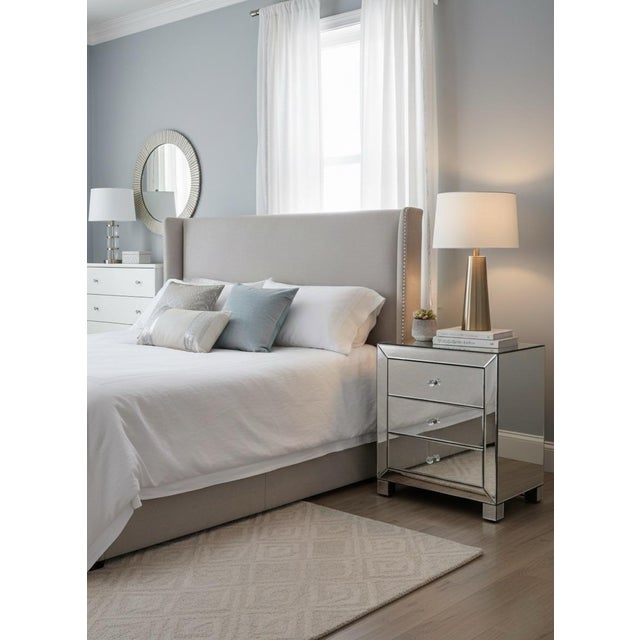 1980s 1980s Glamorous Hollywood Regency Mirrored 3-Drawer Nightstand For Sale - Image 5 of 6