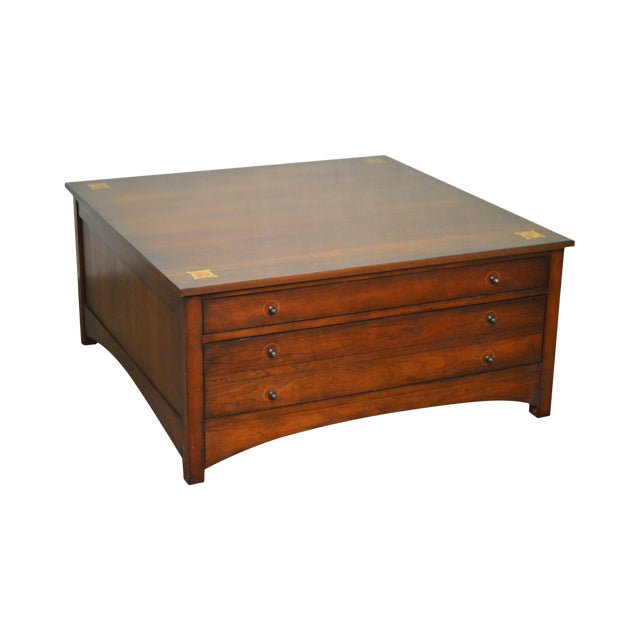 Stickley Harvey Ellis Cherry Square Cocktail Coffee Table w/ Drawers