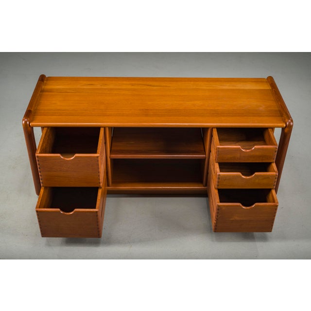 Brown Mid-Century Danish Teak Vinyl Storage Cabinet from Dyrlund, 1960s For Sale - Image 8 of 11