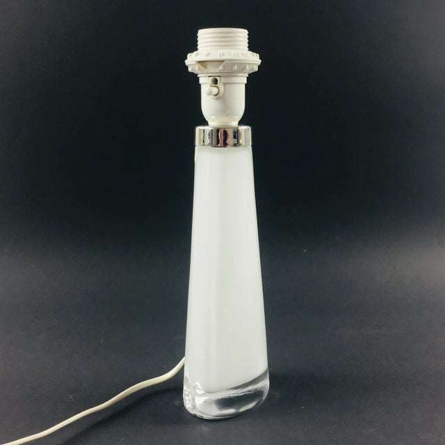 White Scandinavian Glass Table Lamp by Carl Fagerlund for Orrefors, Sweden, 1960s For Sale - Image 8 of 13