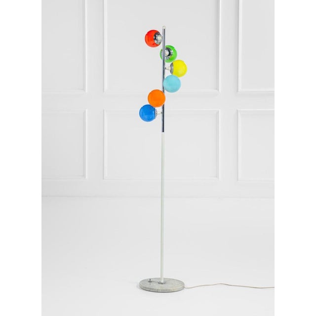 Stilnovo Iron, Brass & Marble Floor Lamp by Alberello Galassia for Stilnovo, 1950s For Sale - Image 4 of 15