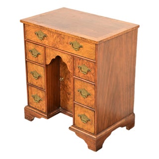 Baker Furniture Georgian Burled Walnut Writing Desk, Circa 1970s For Sale