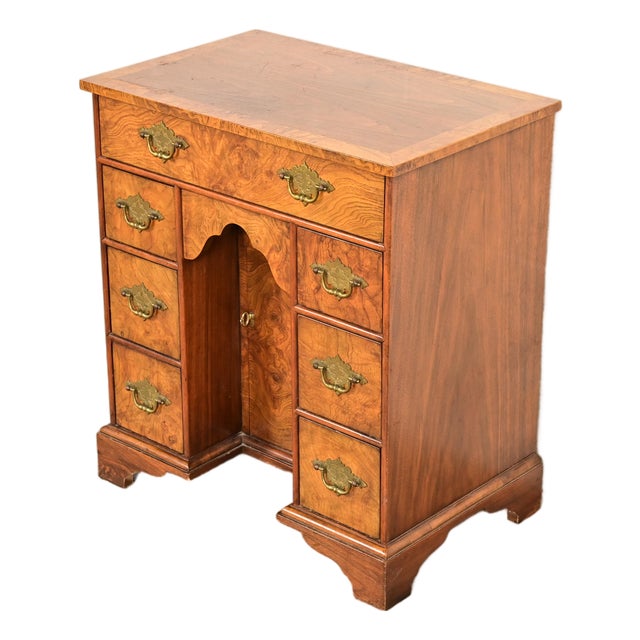 Baker Furniture Georgian Burled Walnut Writing Desk, Circa 1970s For Sale