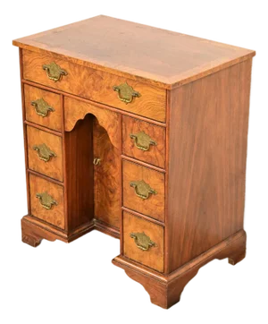 Baker Furniture Georgian Burled Walnut Writing Desk, Circa 1970s