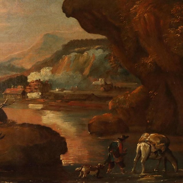 18th Century Flemish School, Landscape Painting with Shepherds and Herds, 18th Century, Oil on Canvas For Sale - Image 5 of 10