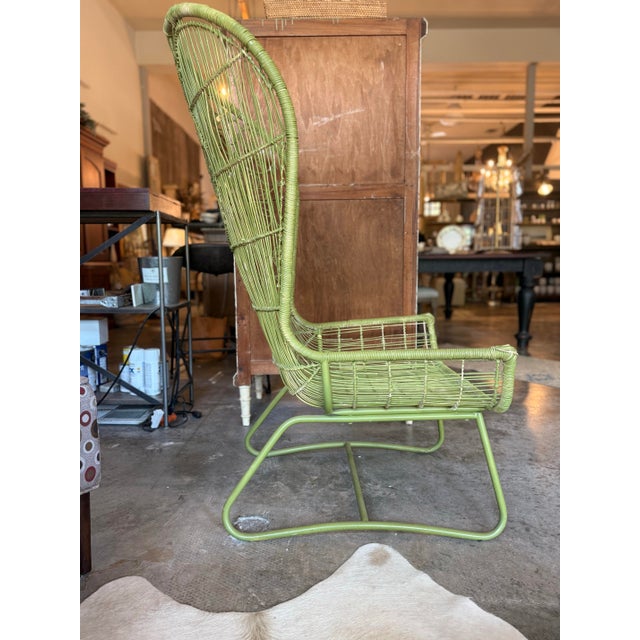 Wood Pair of Crinoline Vintage Floral Lattice Peacock Chairs For Sale - Image 7 of 11