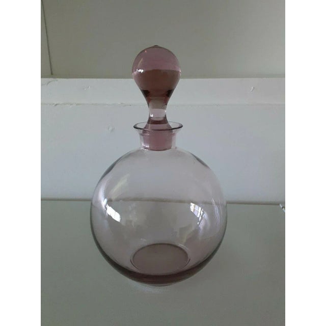 Beautiful Vintage Barware Purple Glass Decanter. Measures approx 9" tall with stopper
