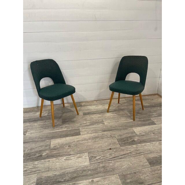 Vintage Lollypop Chairs in Green Upholstery by Antonin Suman, 1960, Set of 2 For Sale - Image 3 of 9