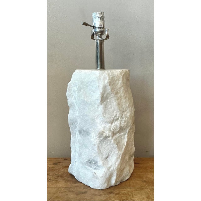Late 20th Century Vintage Boho Carved Marble Lamp For Sale - Image 5 of 5