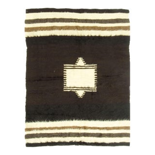 Vintage Turkish Black Mohair Rug - 4' X 5'8 For Sale