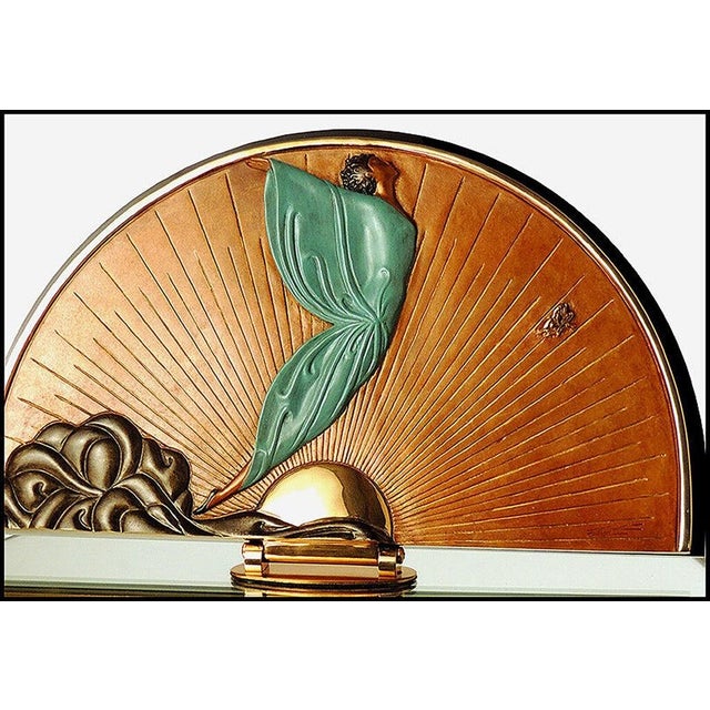 You are viewing an Authentic Erte (Romain de Tirtoff) Bronze Relief Sculpture on a Table Mirror titled, "Transcendence"....