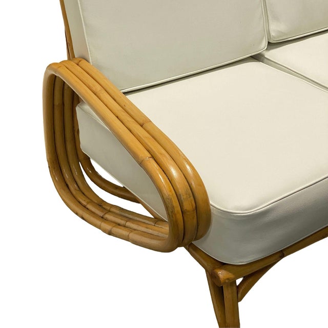 Wood 1950s Restored "Triple Triangle" 3-Strand Sectional Sectional Settee With Loop Base For Sale - Image 7 of 9