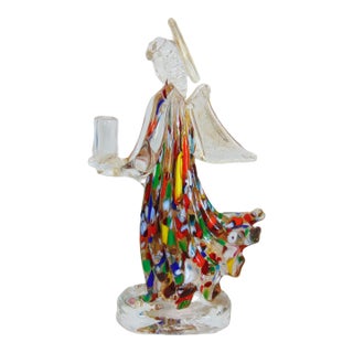 Vintage Glass Angel Candle Holder 9.75"h For Sale