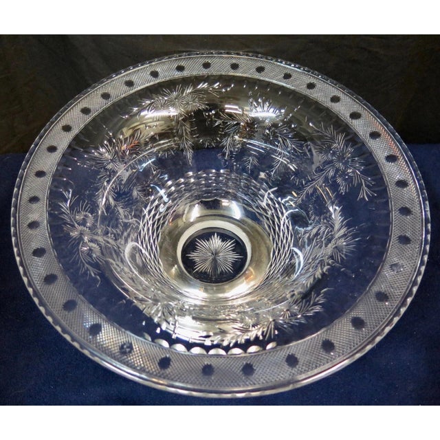 Transparent Vintage Antique Signed HAWKES Crystal & Sterling Silver Bowl For Sale - Image 8 of 12
