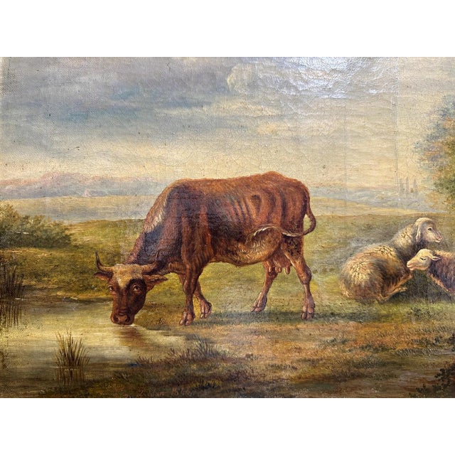 Charles Desan, Landscape with Cattle, 1846, Oil on Canvas, Framed For Sale - Image 3 of 11