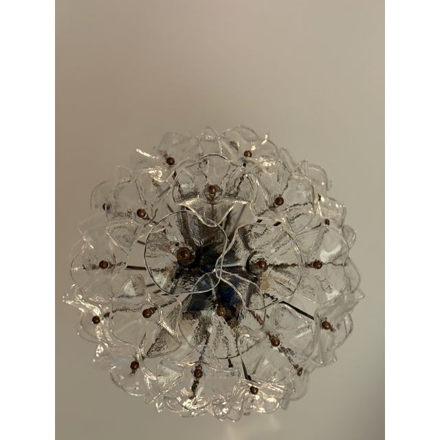 Italian Murano Glass Ball Chandelier with Floral Formed Prisms For Sale - Image 6 of 12