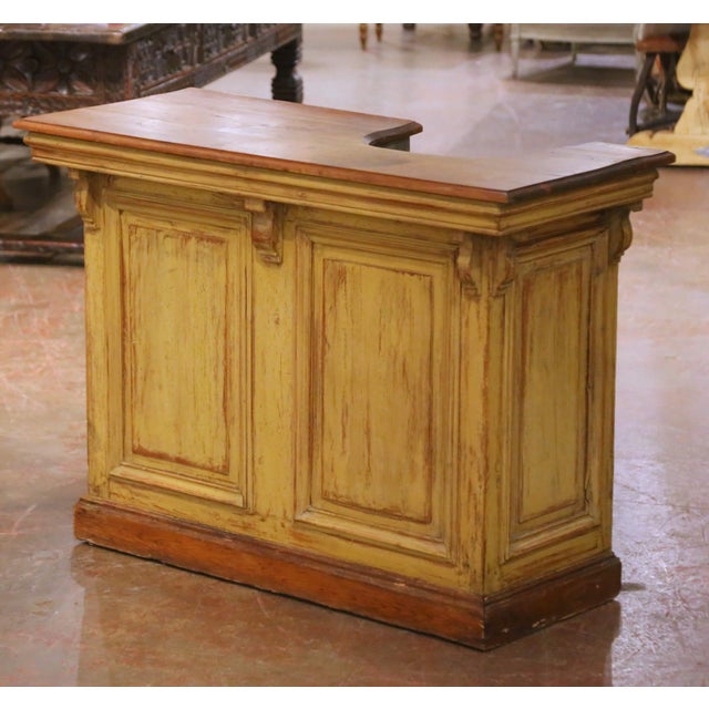 French Provincial 19th Century French Provincial Painted Pine Bar With Zinc Liner From Normandy For Sale - Image 3 of 15