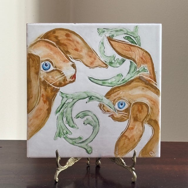 Vintage Hand Painted Italian Decorative Tile For Sale - Image 11 of 16