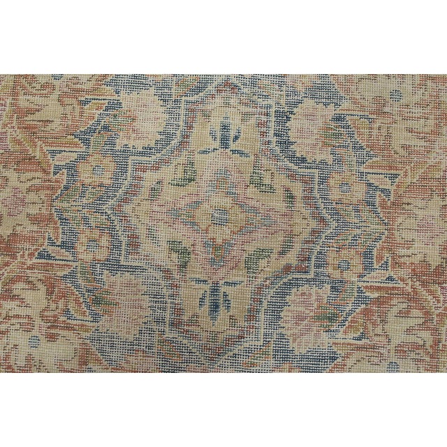 Pink Kerman Rug 6’4” X 10’4” Pink Wool Vintage Distressed Hand-Knotted Carpet For Sale - Image 8 of 15