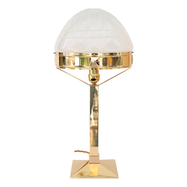 Art Deco Table Lamp with Glass Shade, Vienna, 1920s For Sale