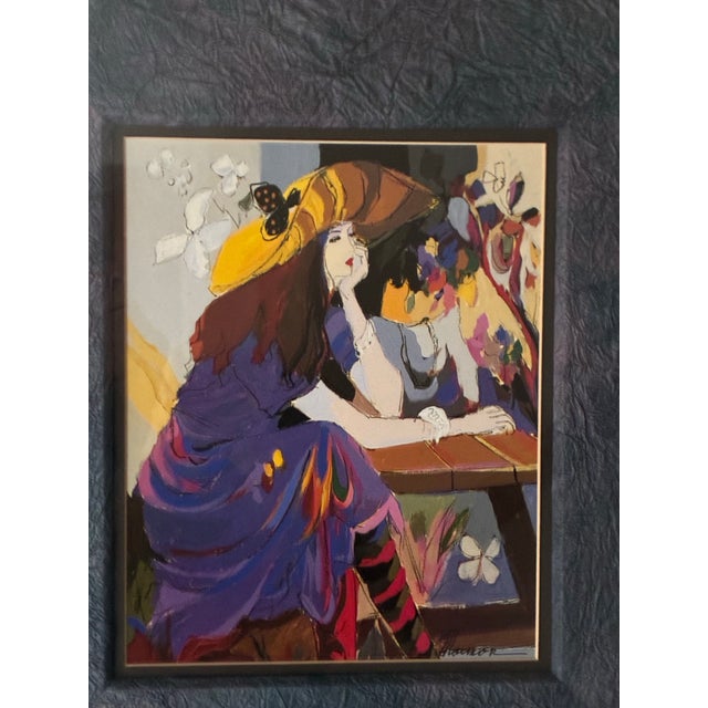 Isaac Maimon Late 20th Century Large Designer Framed Art Pair — Elegant Figurative Prints in Custom Silver Gallery Frames For Sale - Image 4 of 6