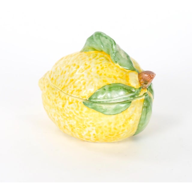 Late 20th Century Italian Majolica Lemon-Form Covered Table Ornament, Late 20th Century For Sale - Image 5 of 9