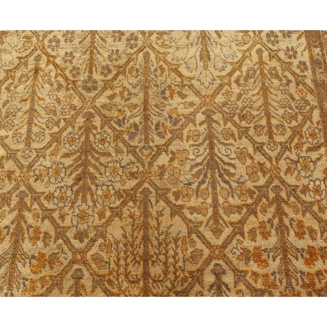 Early 20th Century Antique Persian Tabriz Brown Botanic Handmade Wool Rug For Sale - Image 5 of 7