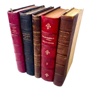 Six 19th C. French Leather Bound Volumes of Literature
