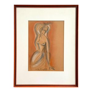 Mid Century Modern Original Signed Pastel & Charcoal Nude Drawing – Sascha Brastoff (1918 - 1993)