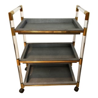 Shagreen & Lucite Bar Cart For Sale