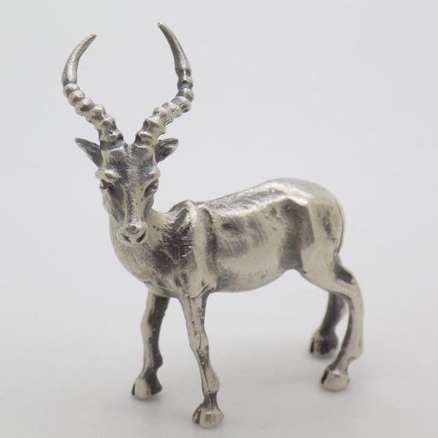 Vintaga Italian Handmade Silver Ibex Figurine, Tuscany, Italy, 1970s For Sale - Image 4 of 12