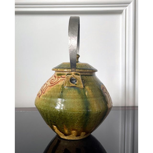 Modern Japanese Studio Pottery Oribe Tea Pot by Ken Matsuzaki For Sale - Image 16 of 17