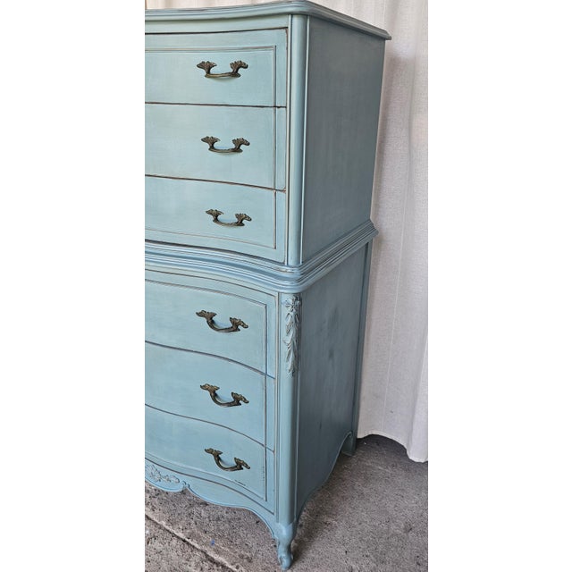 Vintage Chest of Drawers, Turquoise Tall Dresser, Circa 1950's For Sale In Los Angeles - Image 6 of 13