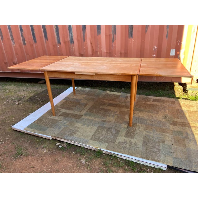 Vintage mid century modern Ansager Mobler teak expanding dining table, top needs refinishing, leaves are in good shape ,...