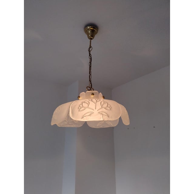 Mid-Century Modern Brass and Frosted Glass Pendant from Hillebrand Leuchten, Germany, 1970s For Sale - Image 13 of 18