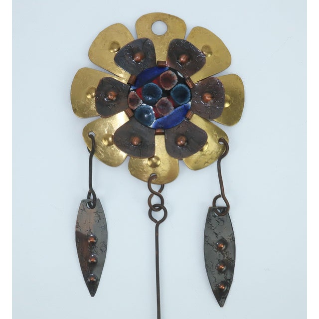 Cesar Vasquez Copper, Brass & Enamel Chicken Sculpture Wall Hanging, 1970’s For Sale In Atlanta - Image 6 of 10