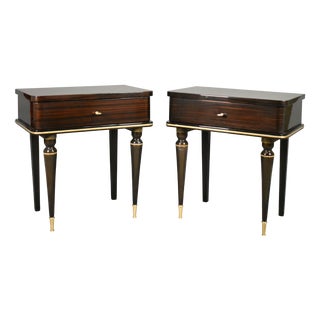 Mid-Century French Macassar Ebony Bedside Cabinets, 1970s, Set of 2 For Sale