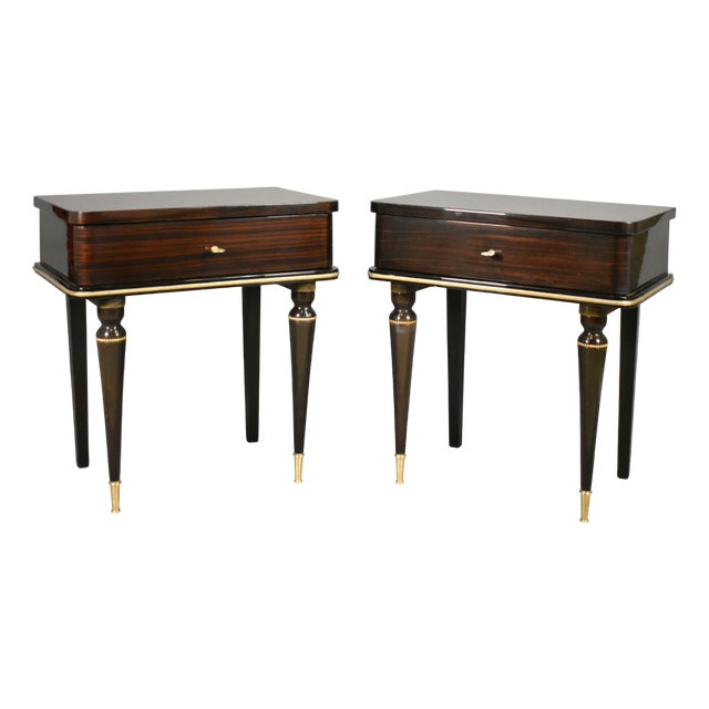 Mid-Century French Macassar Ebony Bedside Cabinets, 1970s, Set of 2 For Sale