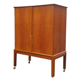Mid-Century Modern Danish Teak Bar Cabinet on Castors, 1970s For Sale