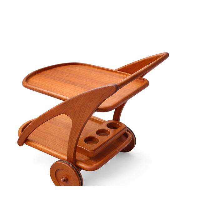 Mid-Century Modern Danish Teak Serving Trolley by Kjeni Merløse, 1970s For Sale - Image 3 of 7