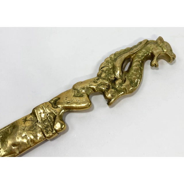 Mid 20th Century Vintage Solid Brass Dragon Letter Opener For Sale - Image 5 of 8